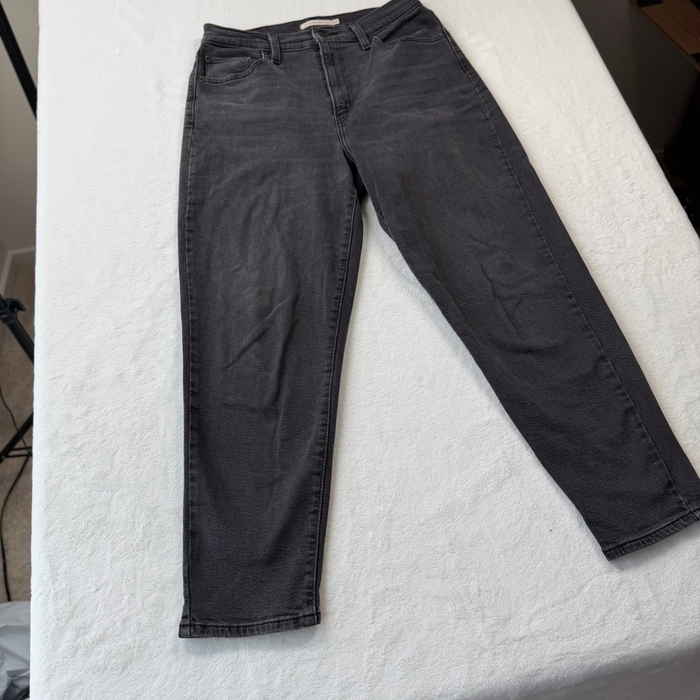 Levi Strauss High Waisted Mom Jean Womens 29 Black Good Tapered Leg‎ 26986-0015 - Picture 2 of 13